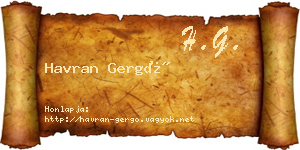 Havran Gergő névjegykártya